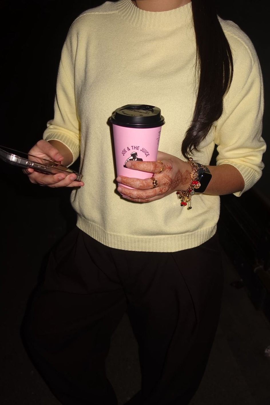 Pull maille col rond jaune pâle