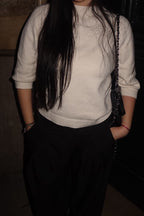 Pull maille col rond Écru