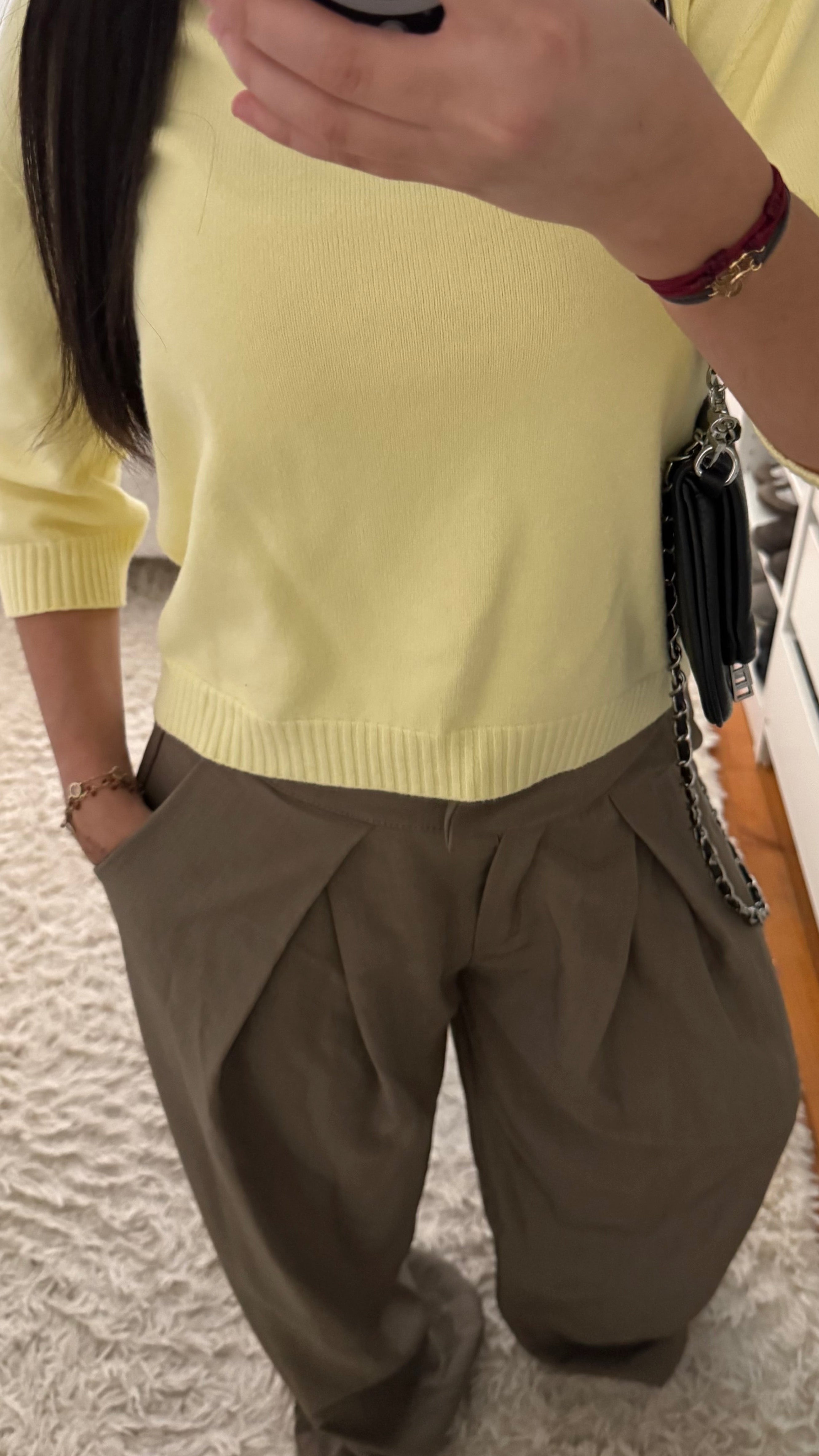 Pantalon wide leg taupe