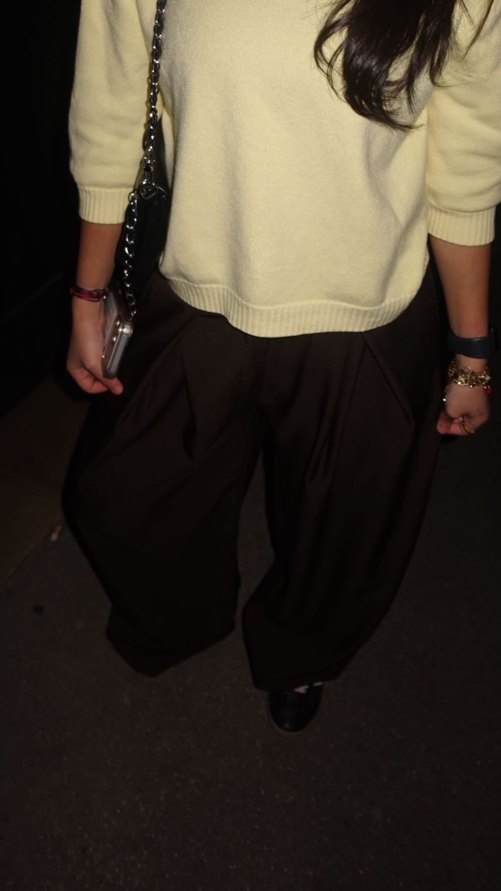 Pantalon wide leg brown